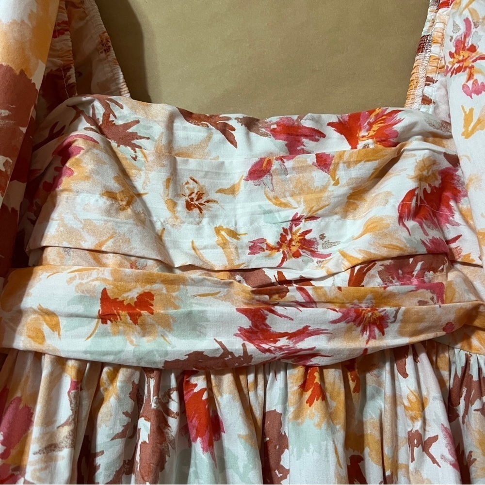 Abercrombie & Fitch | Emerson Poplin Puff Sleeve Mini Dress Orange Floral Size M - Picture 4 of 11